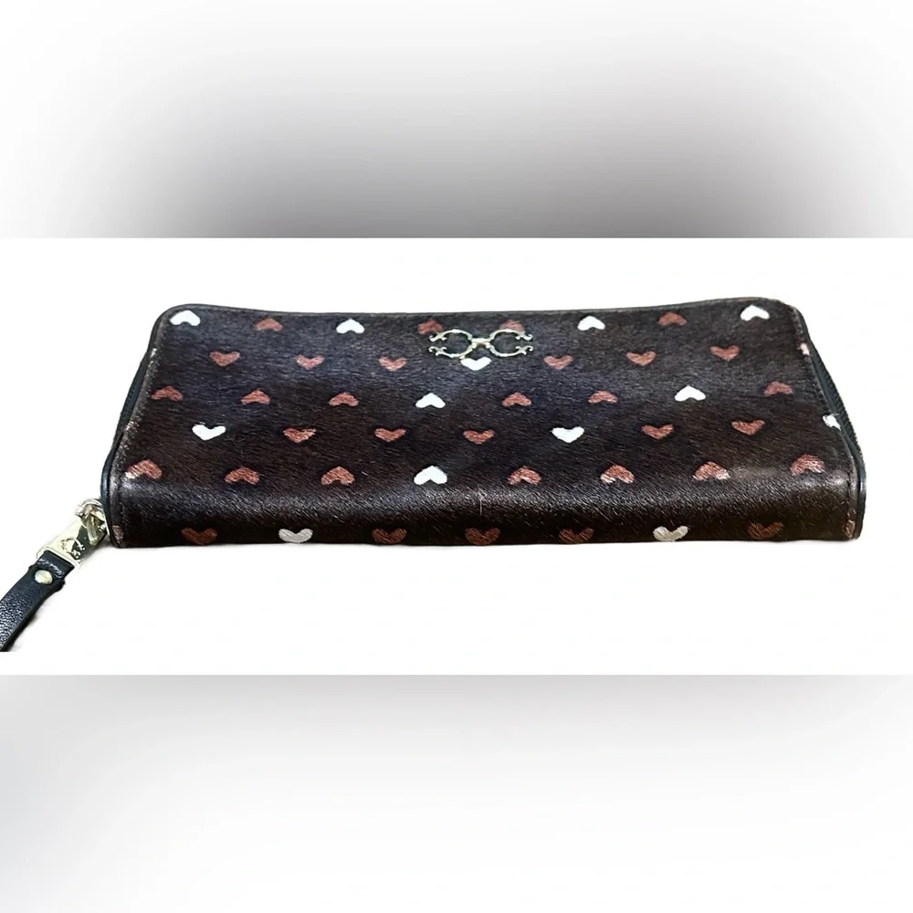 C Wonder Brown Calf Hair Hide with Heart, Zip Wallet - Picture 9 of 10